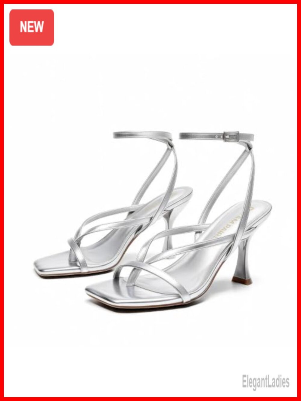 Women's Strappy Thong Ankle Strap Stiletto Heel Sandals PU Faux Leather